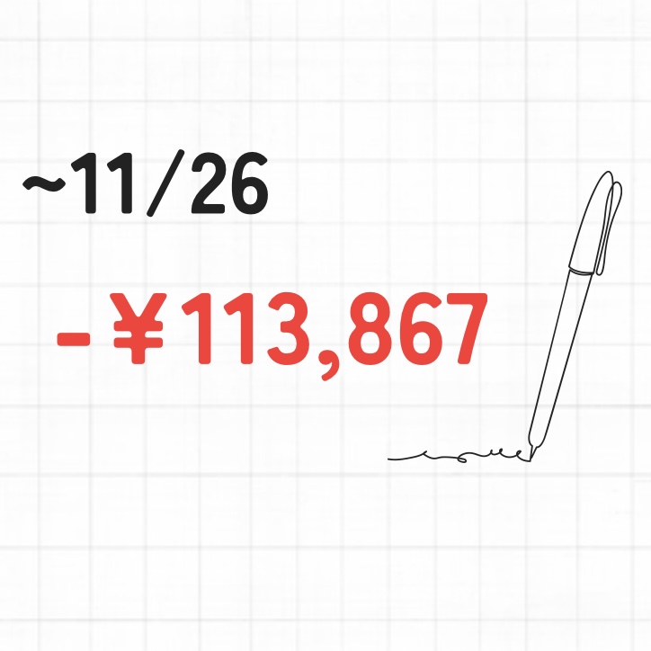 11/26までのデイトレ実現損益の合計